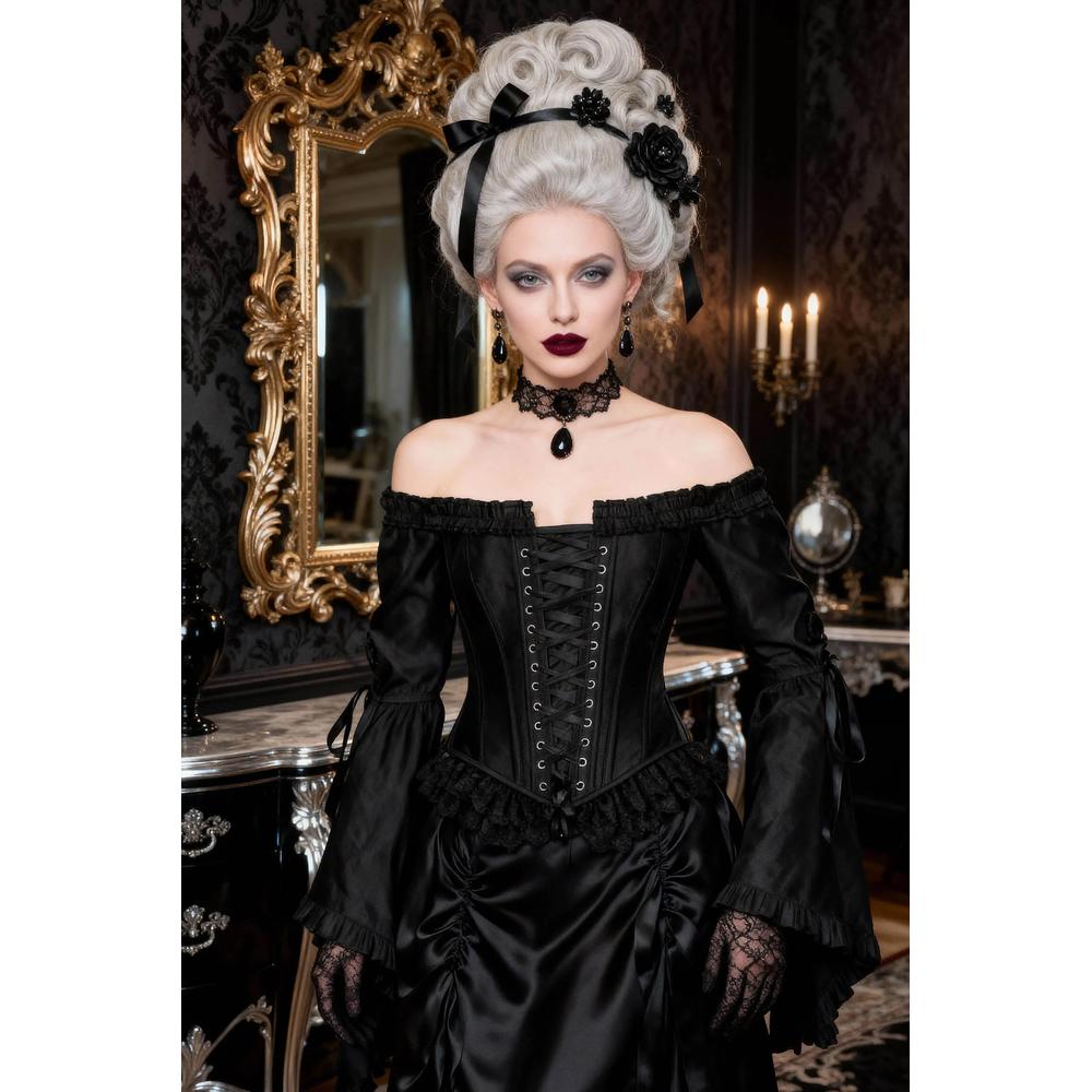 Attitude Corsets - Brightyn Rococo Vollbrust Korsett - Schwarz
